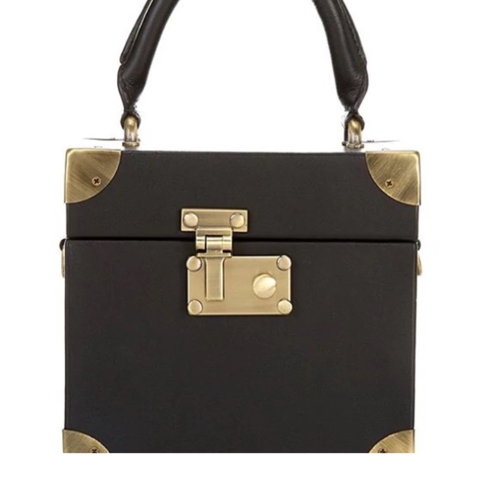 NWT ANTONIO MELANI Courtney Grow Gemma Black Leather Clutch Bag